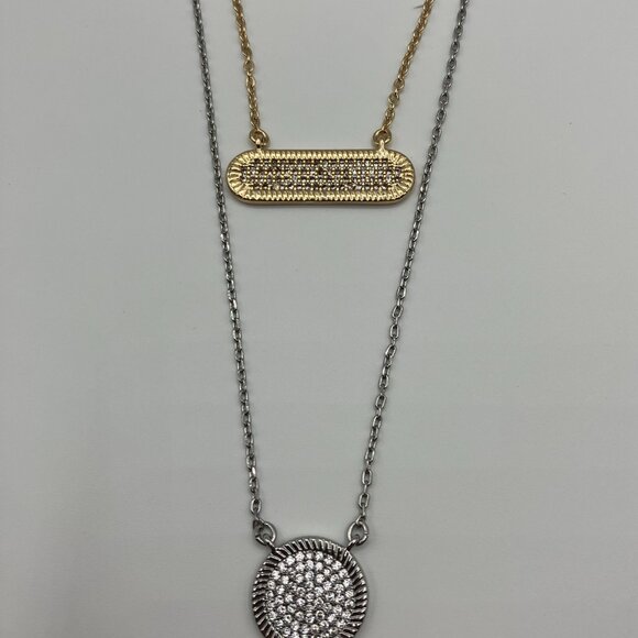 WHBM Convertible Layered Double Strand Silver Gold Charm Necklace - Picture 2 of 6